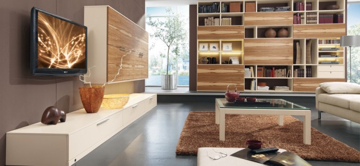 "10 moderne stilvolle Dekoideen zum Wohnzimmer: Heimbibliothek, Bücherregale, Brau Wohnzimmerdesign, luxuriöse Einrichtung, schwarze Wand und weiße Möbel."